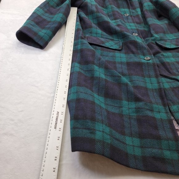 Vintage 70s Pendleton Plaid Green Pea Coat 100% Wool Jacket see measurements - Picture 6 of 8